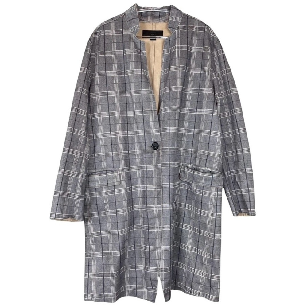 Blank NYC Anthropologie Renegade Faux Suede Plaid Longline Jacket Gray Size M
